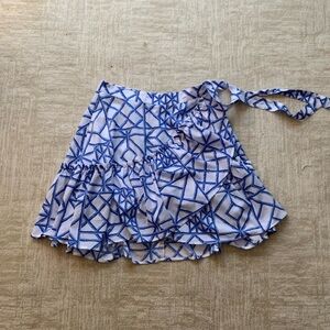 Vineyard Vines Asymmetrical Ruffle Blue and White Skirt
